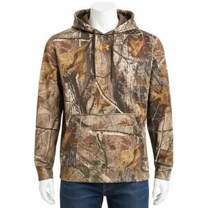 Under Armour Camo Fleece Hoodie Realtree Hunting Pullover Brown Green Men’s M